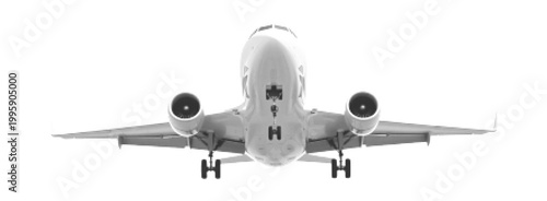 Airplane front view halftone illustration on black background