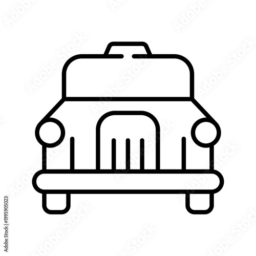 London taxi icon. Transport and taxi line symbol. Black and white.