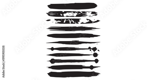 Set of hand drawn grunge texture paint brush, business arrows with different length and thickness hand drawn set. Graphic modern design elements.
