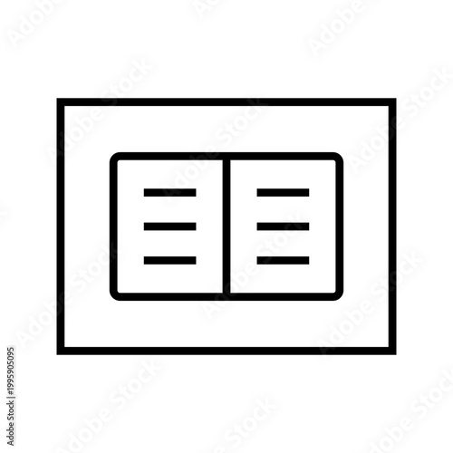 Online book icon. Education and ebook line symbol. Black and white.