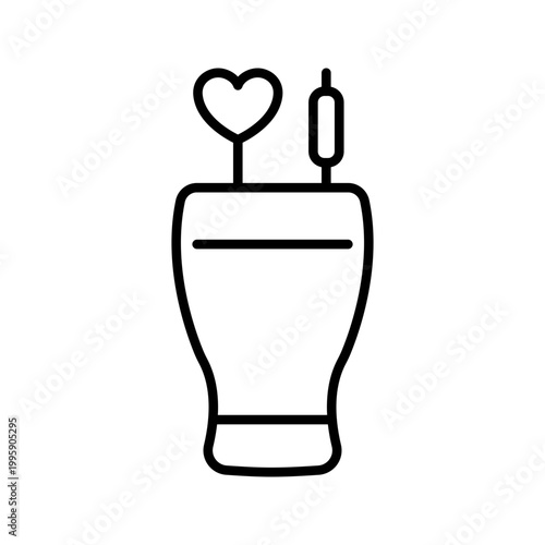 Sex beach cocktail icon. Food and cocktail line symbol. Black and white.