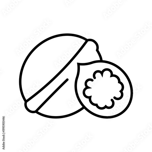 Walnut icon icon. Food and tree nut line symbol. Black and white.