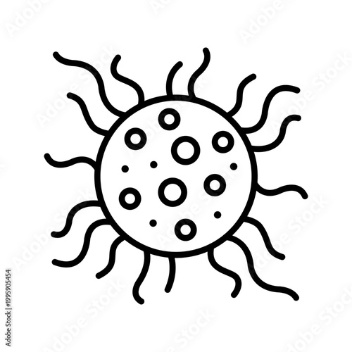Virus particle icon. Healthcare and virology line symbol. Black and white.