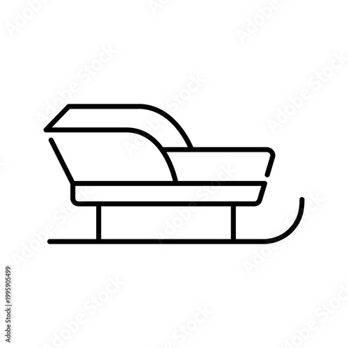 Winter sled icon. Sports and sledding line symbol. Black and white.
