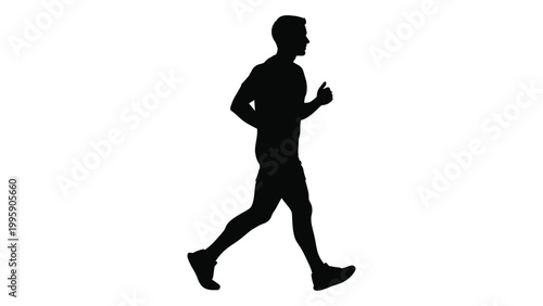 Silhouette of a man walking with a thumbs up gesture against a white background