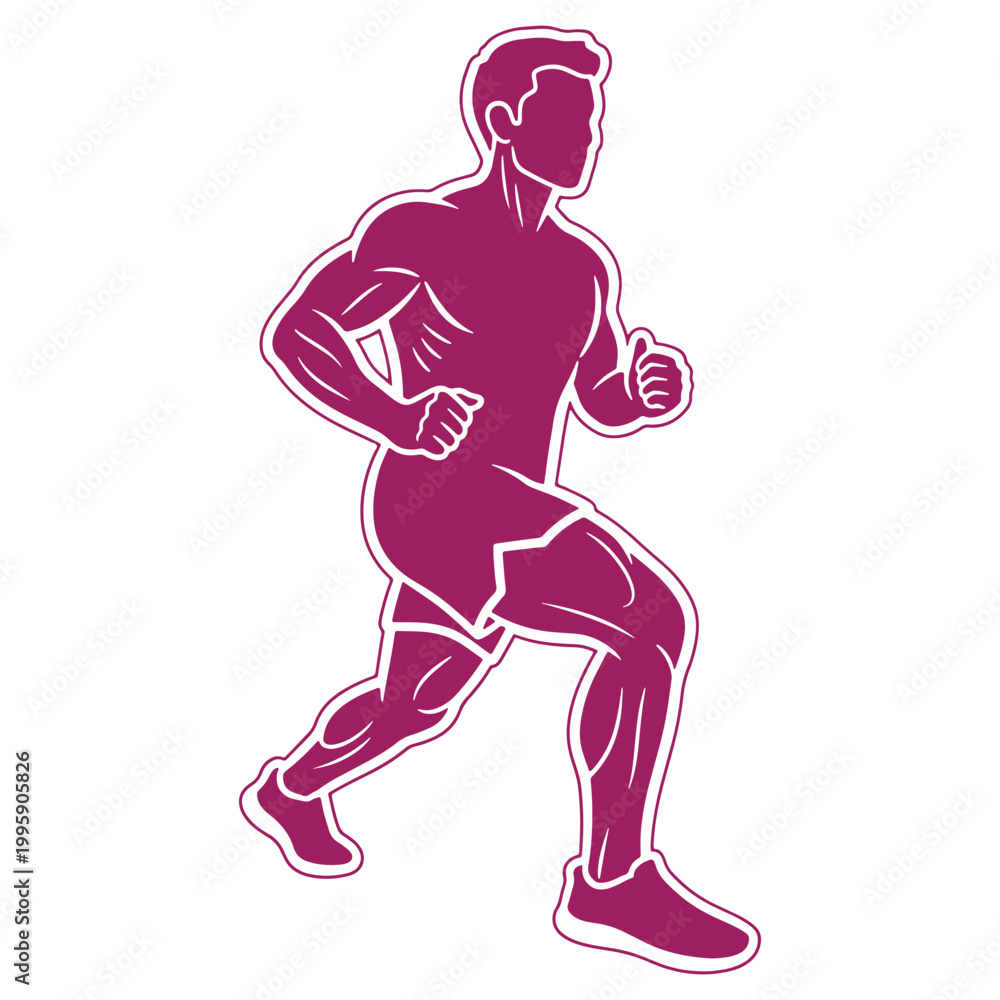 Obraz premium Illustration of a muscular man running isolated on a transparent background for design and web use