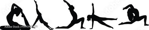 Yoga Woman Silhouette Exercise Vector Icon.