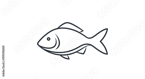 Tableau sur toile Simple line drawing of a fish, minimal icon, isolated on white background