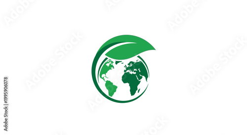 Global Ecology Concept: Earth Protected by a Green Leaf