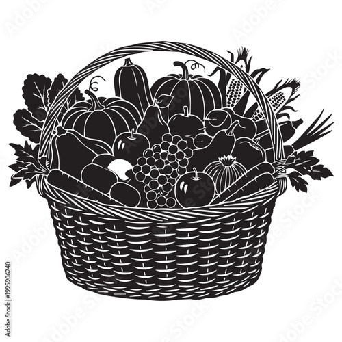 Wicker basket overflowing with assorted fresh fruits