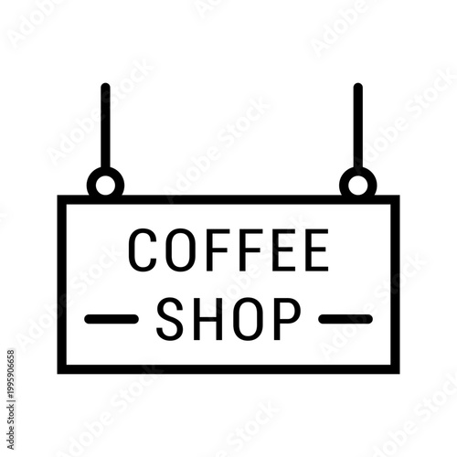 Coffee shop icon. Business and cafe line symbol. Black and white.