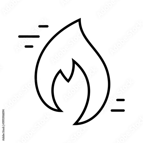 Gas flame icon. Industry and fuel line symbol. Black and white.