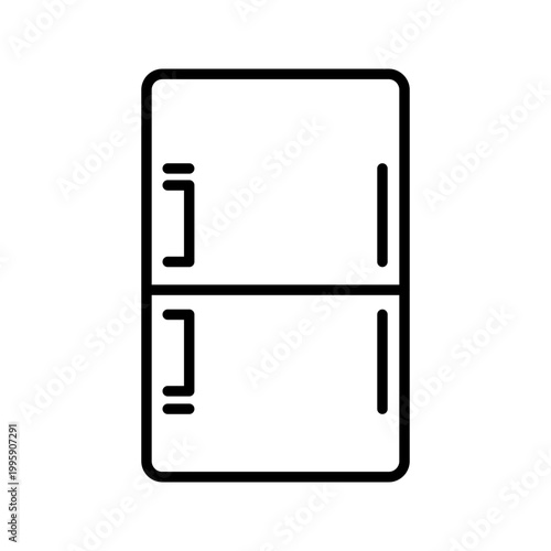 Refrigerator appliance icon. Household and kitchen appliance line symbol. Black and white.