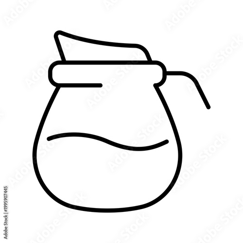 Tea pot icon. Food and teaware line symbol. Black and white.