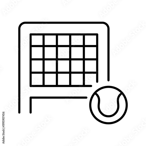Tennis net icon. Sports and tennis line symbol. Black and white.