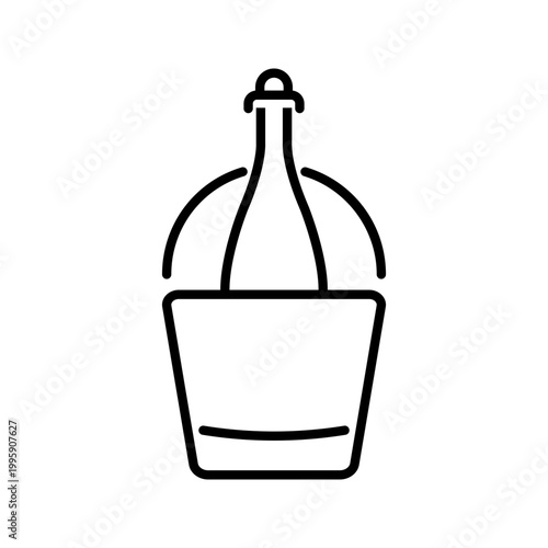 Wine bottle icon. Food and wine line symbol. Black and white.