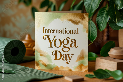 Banner poster postcard International Yoga Day, Sports and Fitness for Healthy Life AI Generative