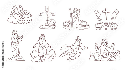 Christian drawings of jesus with his sheep