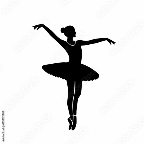 Silhouette of a Ballerina in a Tutu Performing a Ballet Pose