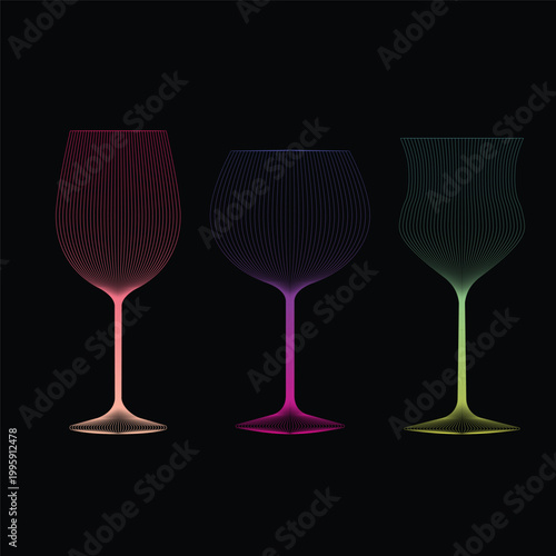 Elegant Gradient Colors Crystal Wine Glasses.