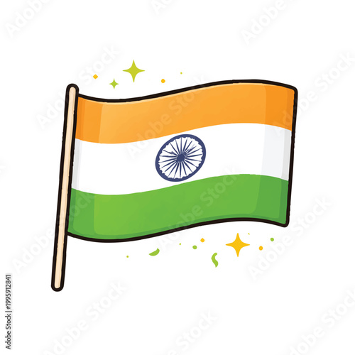 National Flag of India Vector Cartoon Illustration
