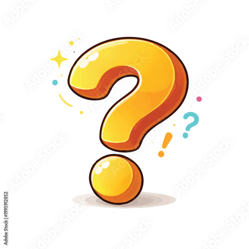 Glossy 3D Yellow Question Mark Illustration