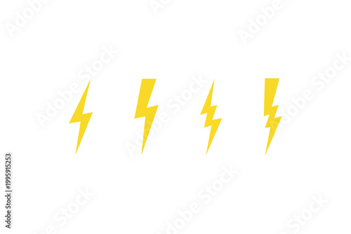 Three yellow lightning bolts on white background.