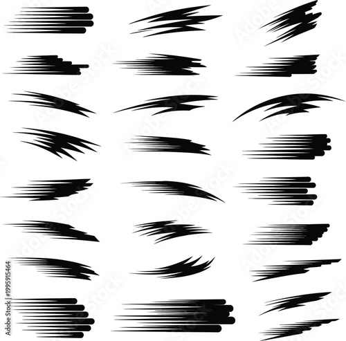 Dynamic black speed lines and brush strokes with brush stroke