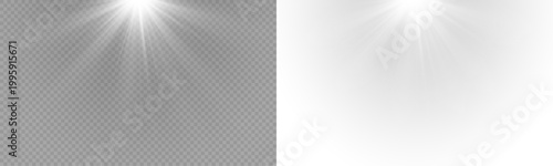 Sunshine light effect glow in PNG format. PNG sunlight rays isolated on transparent background.