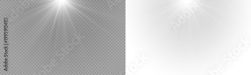 Sunshine light effect glow in PNG format. PNG sunlight rays isolated on transparent background.