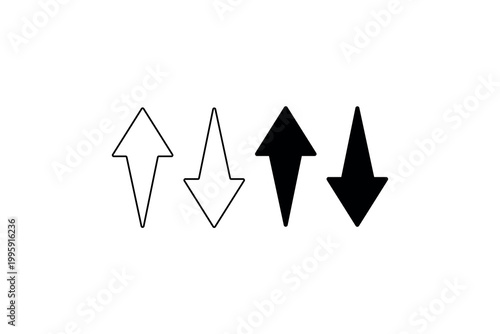 Three black and white arrows pointing upward in minimalist design.