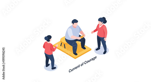Isometric Illustration of People in a Counseling or Therapy Session.