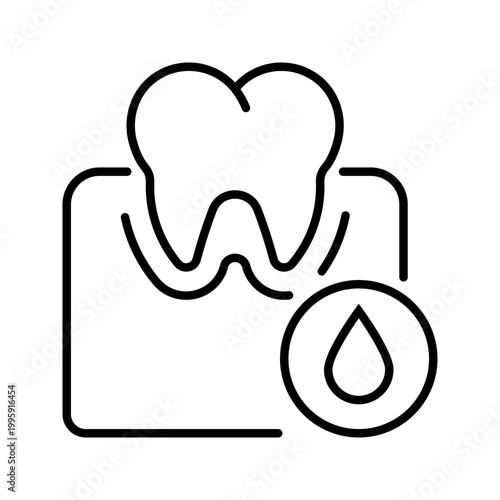 Bleeding gums icon. Healthcare and periodontology line symbol. Black and white.