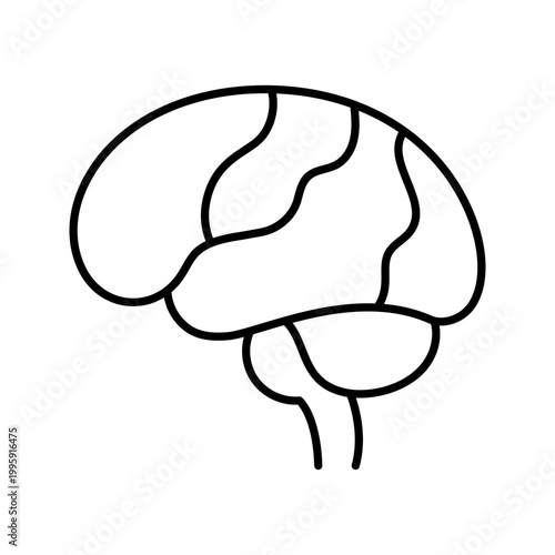 Brain tumor icon. Healthcare and neurology line symbol. Black and white.