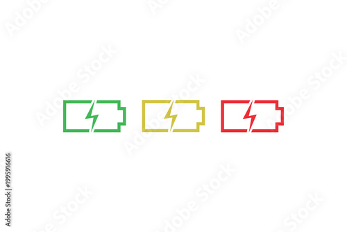 Green yellow red battery icons with lightning bolt symbols.