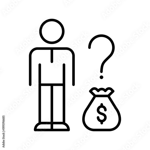 Employee salary icon. Business and payroll line symbol. Black and white.