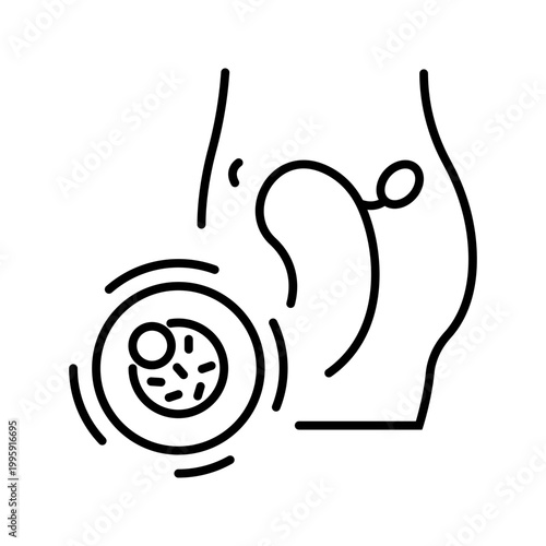 Female ovulation icon. Healthcare and fertility line symbol. Black and white.