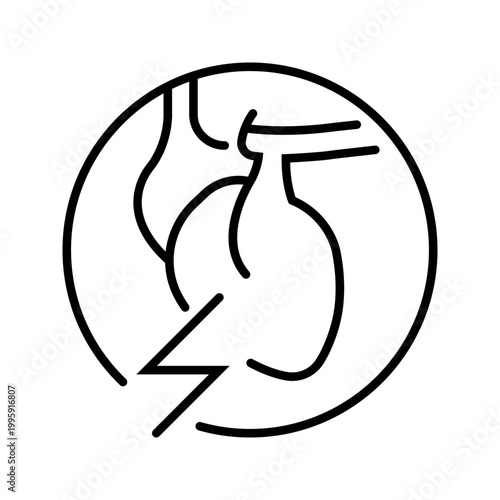 Heart arrest icon. Healthcare and emergency medicine line symbol. Black and white.