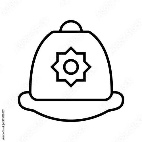 Police helmet icon. Government and law enforcement line symbol. Black and white.