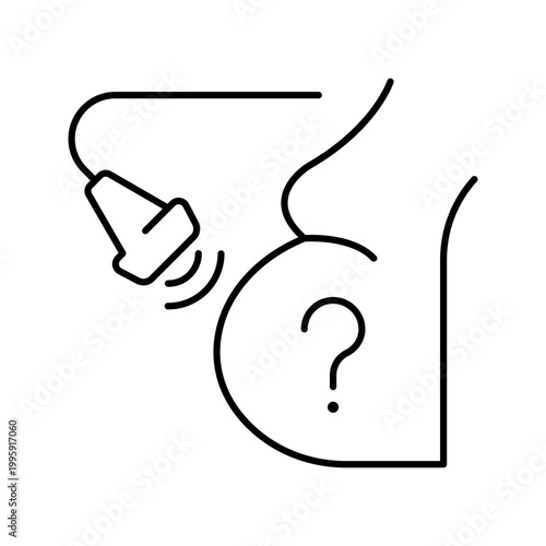 Pregnancy ultrasound icon. Healthcare and obstetrics line symbol. Black and white.