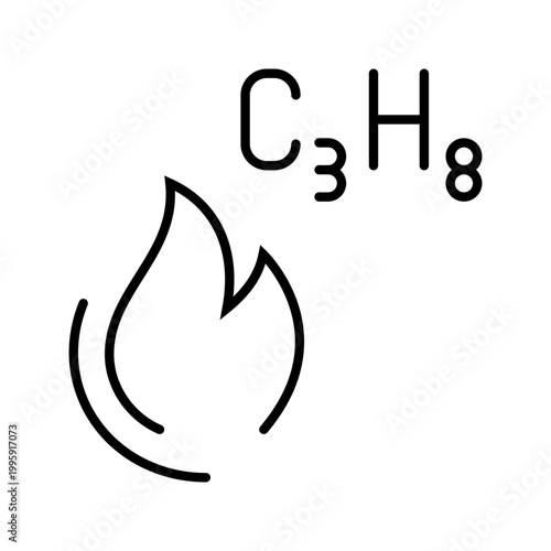Propane gas icon. Industry and fuel line symbol. Black and white.