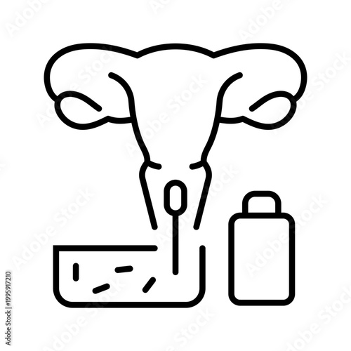 Sperm collection icon. Healthcare and fertility line symbol. Black and white.