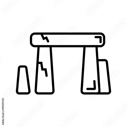 Stonehenge monument icon. Travel and landmark line symbol. Black and white.
