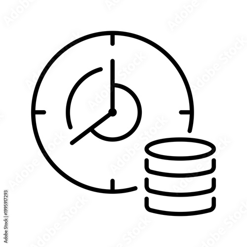 Time deposit icon. Business and savings account line symbol. Black and white.