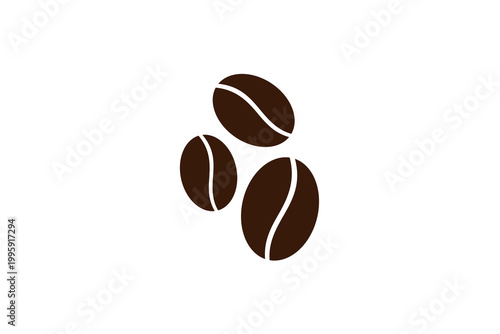 Simple coffee bean icon on white background.