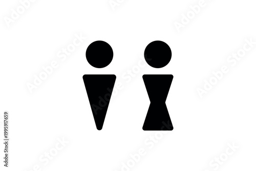 Simple male and female icon silhouettes in black on white background.