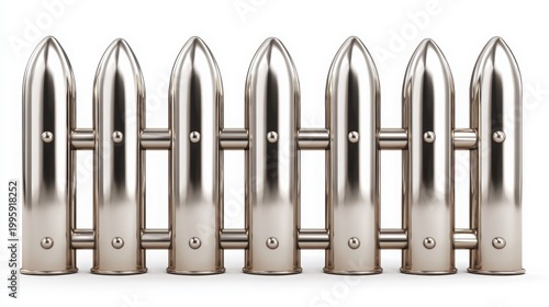 Polished Chrome Picket Fence Barrier with Modern Bullet Top Design