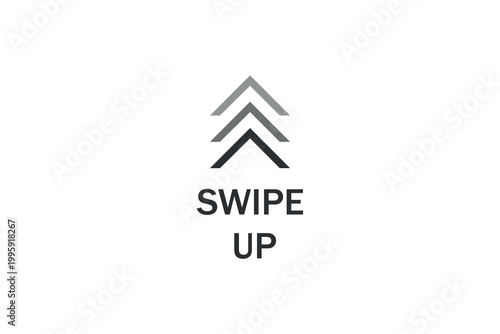 Minimalist swipe up icon with triple arrows in black and gray.