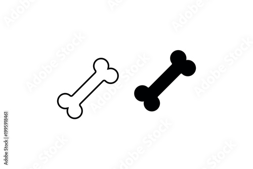 Outline and solid dog bones icon design in black and white.