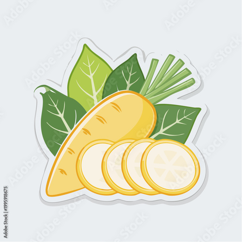 Yellow Carrot Slices with Green Leaves